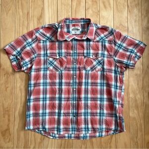 Ariat Shirt Mens XXL Multicolor Plaid Snap Button Retro Cowboy Western Light Red